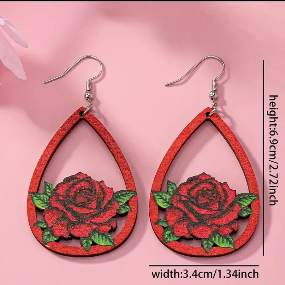 Valentines rose earrings